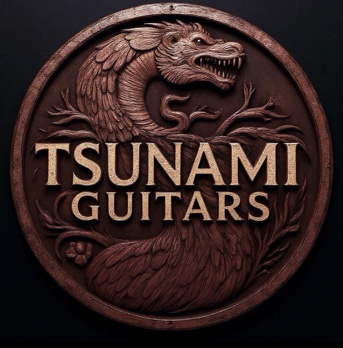 Tsunami Guitars carved dragon emblem